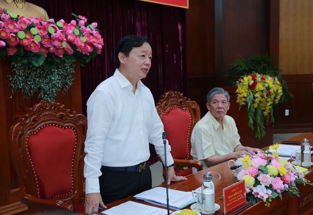 Phó Thủ tướng Trần Hồng Hà đã có buổi làm việc với các tỉnh An Giang, Cà Mau, Đồng Tháp, Vĩnh Long - Ảnh: VGP/Minh Khôi.