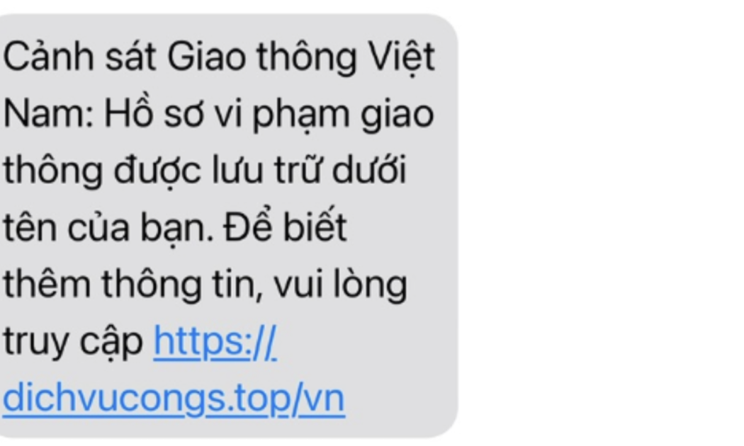 Hình ảnh tin nhắn lừa đảo.