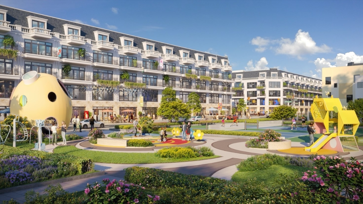 Lõi tiện ích gồm cụm 6 sân pickleball, quảng trường, công viên, khu vui chơi cho trẻ em… tại Phố Hiến City.