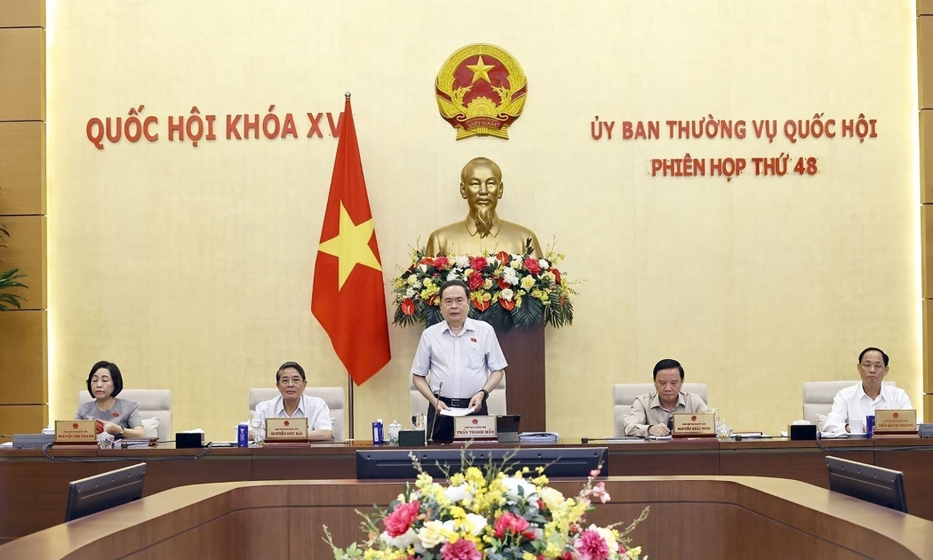 Chủ tịch Quốc hội Trần Thanh Mẫn phát biểu khai mạc Phiên họp thứ 48 của Uỷ ban Thường vụ Quốc hội. Ảnh: Doãn Tấn/TXVN.
