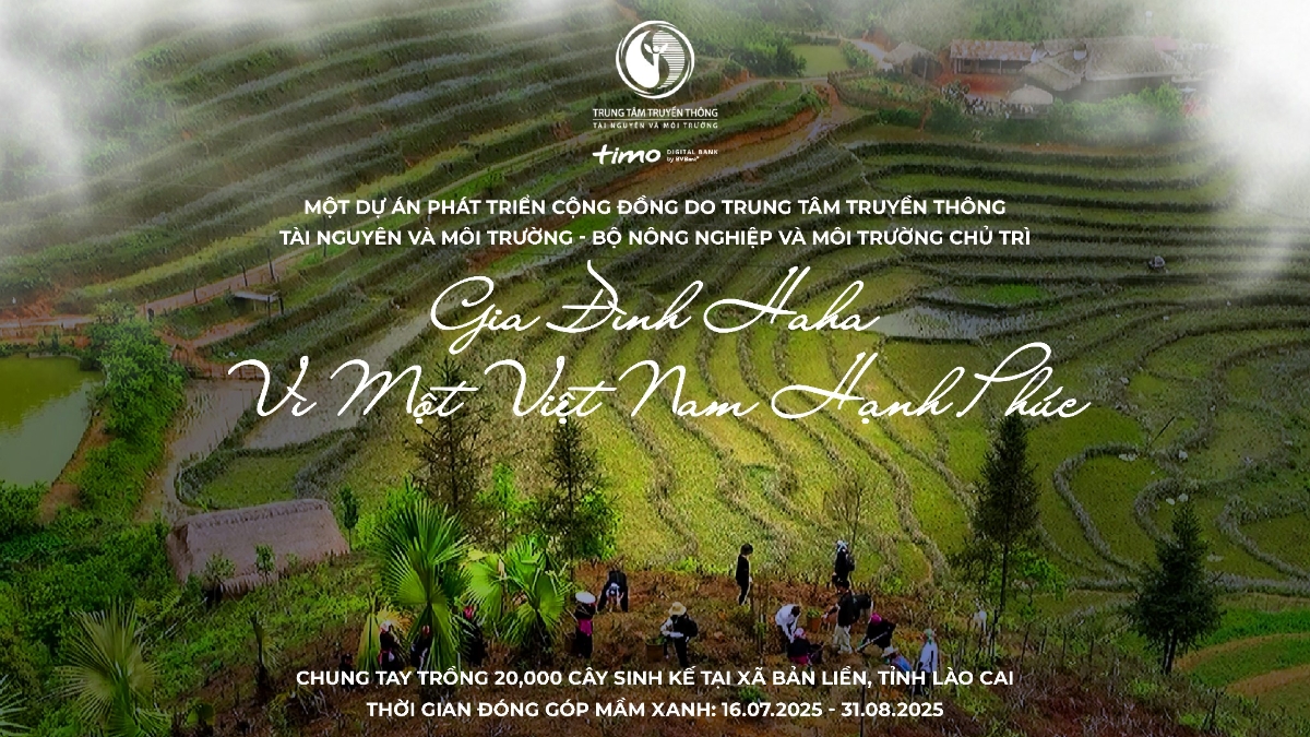 Dự án “Gia Đình Haha - Vì Một Việt Nam Hạnh Phúc" kêu gọi đóng góp trồng 20.000 cây sinh kế tại xã Bản Liền, Lào Cai. - Ảnh: Bộ Nông Nghiệp và Môi Trường.