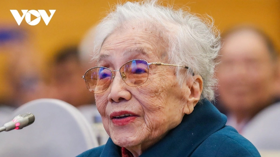 Bà Nguyễn Thị Bình, nguyên Uỷ viên Ban Chấp hành Trung ương Đảng, nguyên Phó Chủ tịch nước. Ảnh: VOV. 