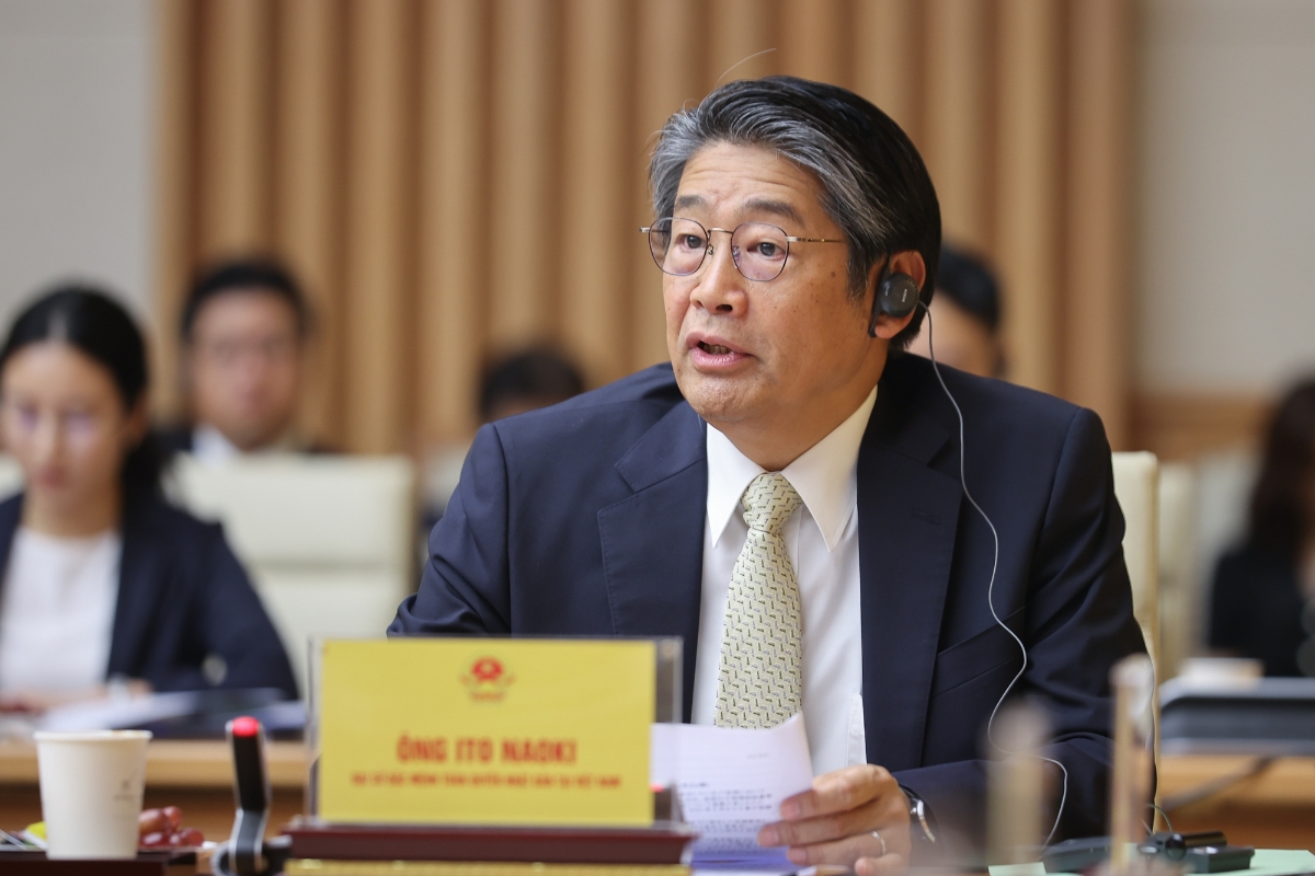 Ông Ito Naoki, Đại sứ Nhật Bản tại Việt Nam trình bày tại toạ đàm. Ảnh: VGP