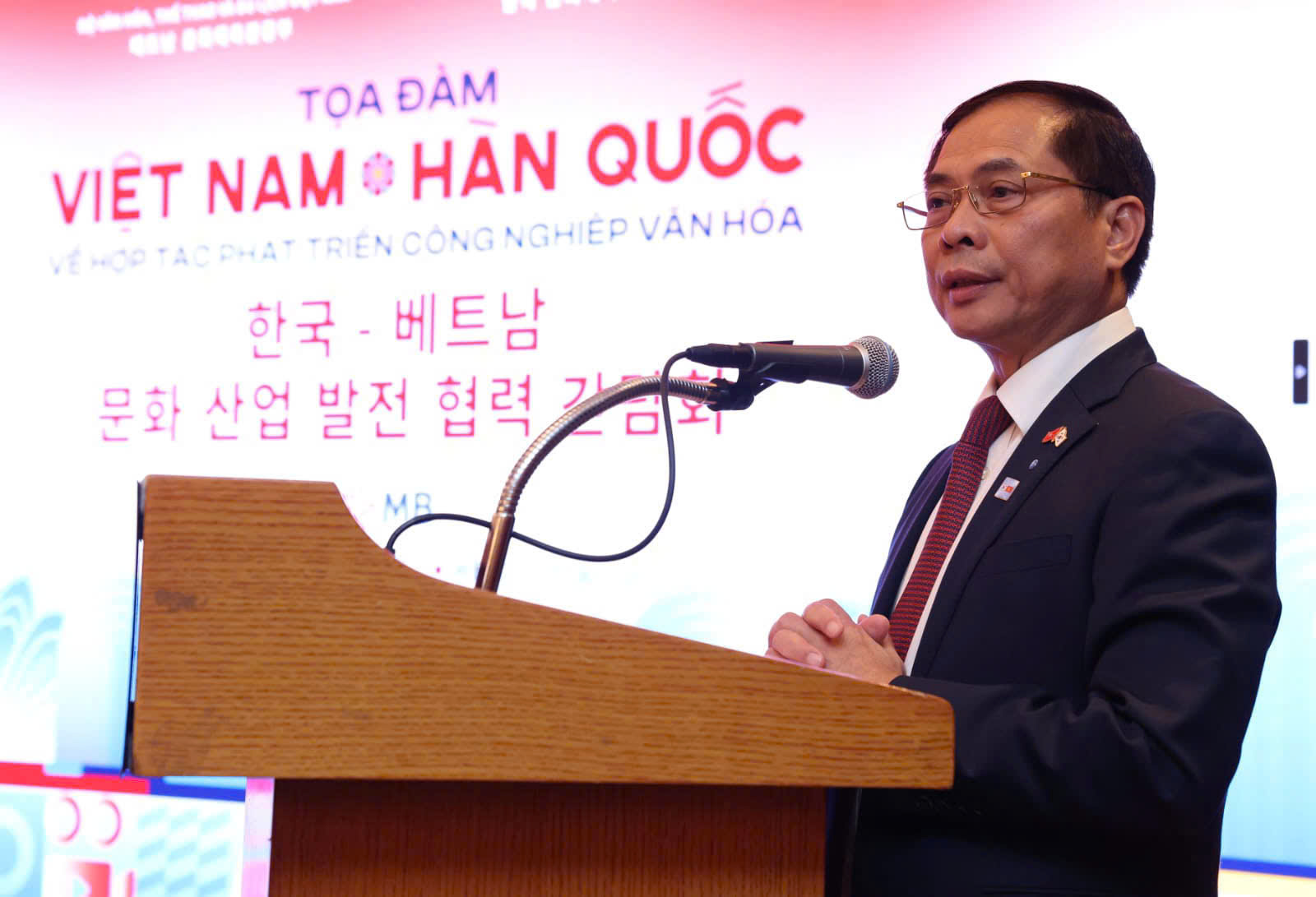 Phó Thủ tướng, Bộ trưởng Ngoại giao Việt Nam Bùi Thanh Sơn phát biểu tại Tọa đàm.