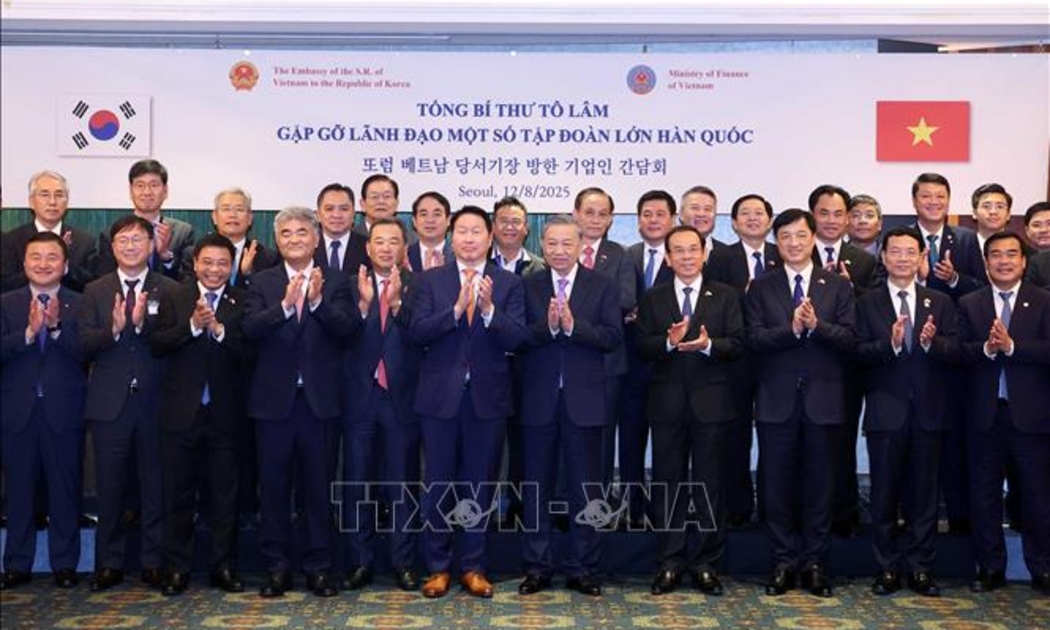 Tổng Bí thư Tô Lâm gặp gỡ lãnh đạo một số Tập đoàn lớn của Hàn Quốc - Ảnh: Thống Nhất – TTXVN.