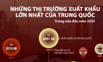 10 thị trường xuất khẩu lớn nhất của Trung Quốc nửa đầu năm 2025