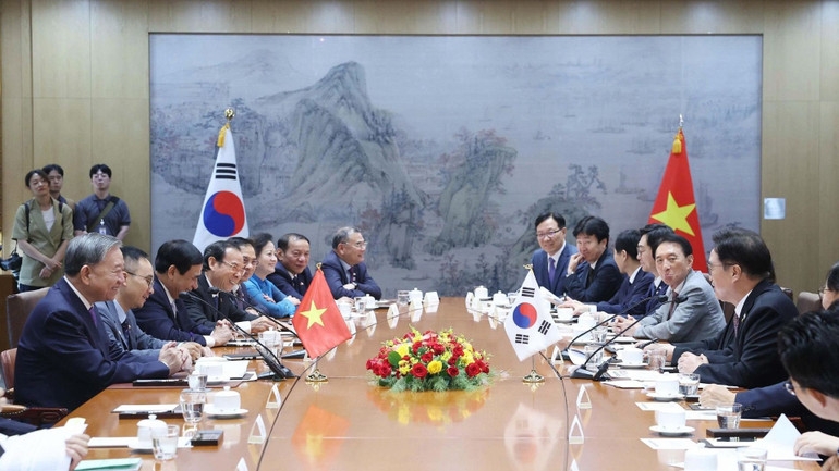 Quang cảnh buổi hội kiến. Ảnh: TTXVN