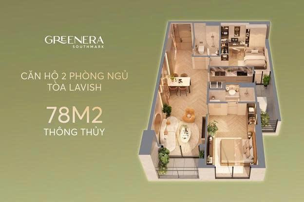 Với diện tích thông thủy gần 80m2, căn hộ được thiết kế khoa học, không có không gian chết, từng mét vuông đều được tối ưu công năng, đảm bảo không gian sinh hoạt rộng rãi, tách biệt hợp lý giữa khu vực chung và riêng tư.