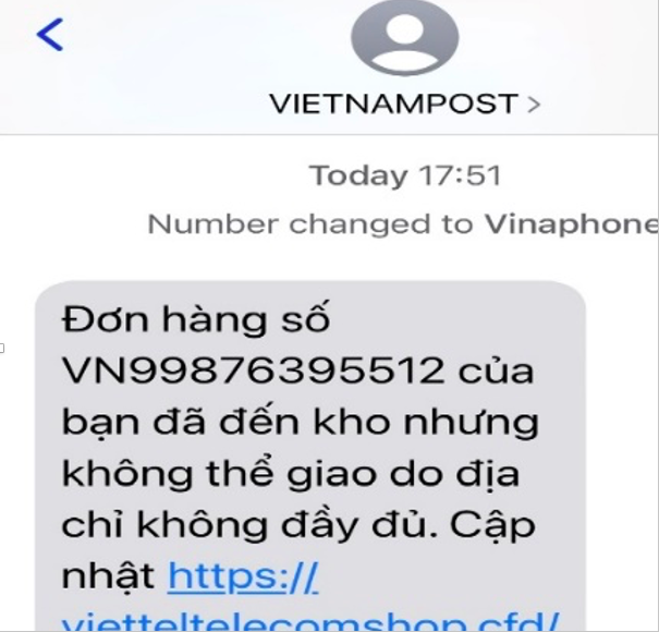 Nội dung tin nhắn lừa đảo.