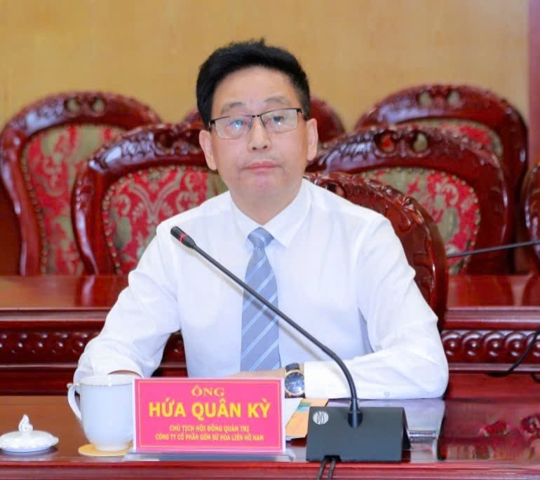 Ông Hứa Quân Kỳ cảm ơn lãnh đạo tỉnh Thanh Hoá đã tạo điều kiện để dự án được triển khai đúng kế hoạch