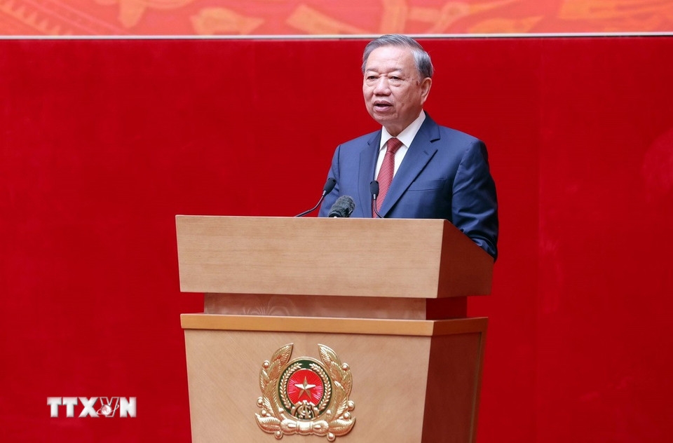 Tổng Bí thư Tô Lâm phát biểu tại buổi gặp mặt. Ảnh: TTXVN