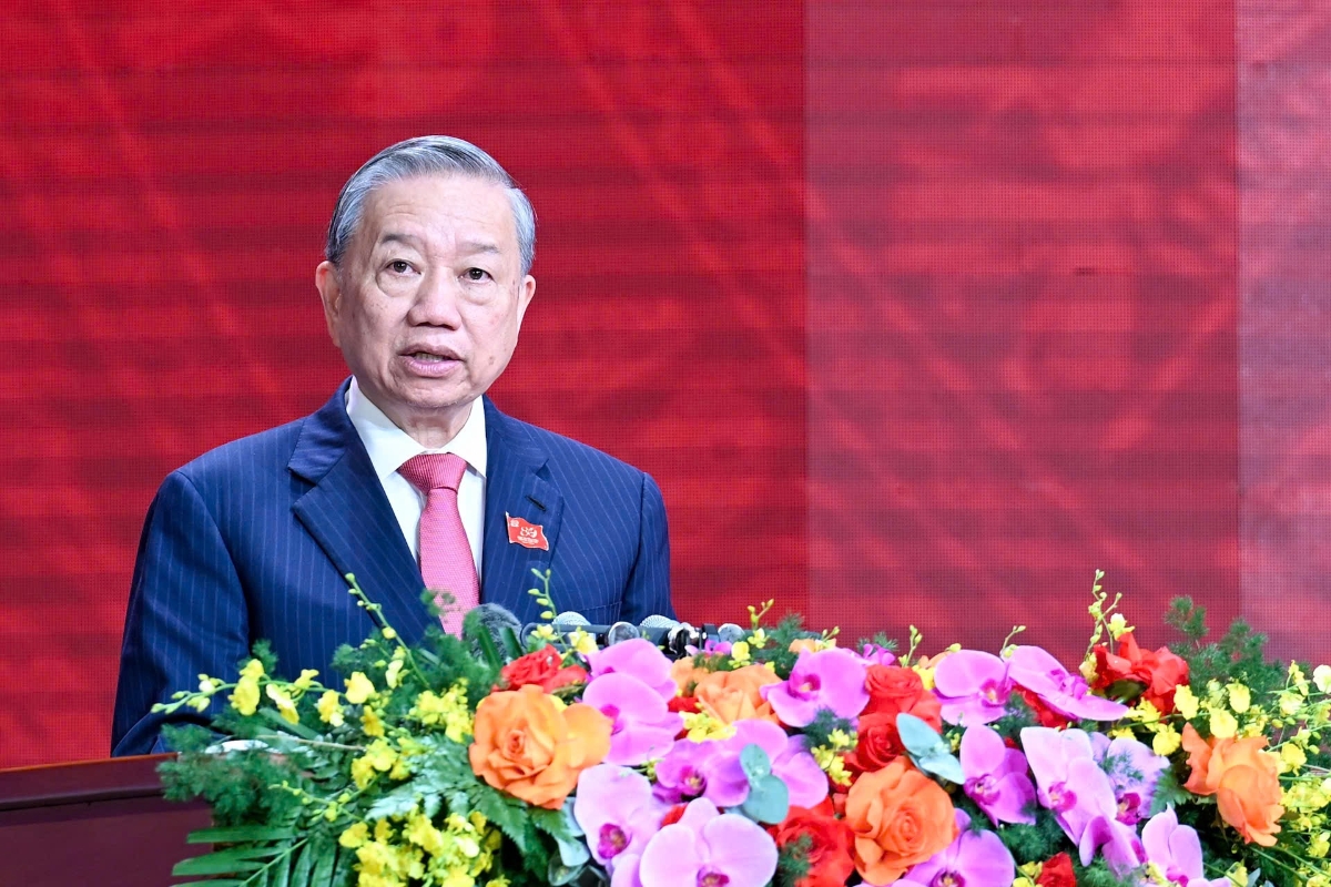 Tổng Bí thư Tô Lâm phát biểu tại Lễ kỷ niệm 80 năm Ngày truyền thống Công an nhân dân Việt Nam. Ảnh: VGP.