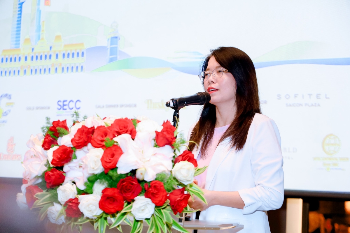 Bà Nguyễn Thị Ánh Hoa, Giám đốc Sở Du lịch TP.HCM, phát biểu tại họp báo công bố thông tin&nbsp;ITE HCMC 2025.