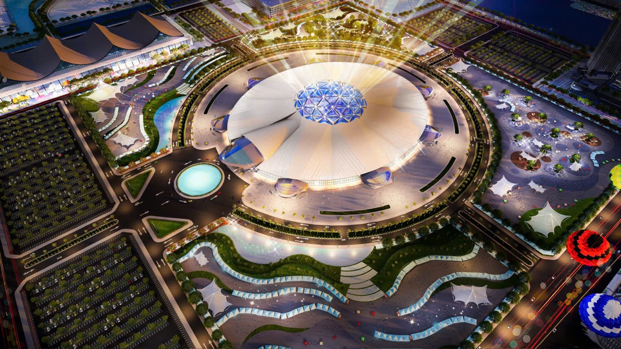 A graphic design of the Vietnam National Exposition Centre in Hanoi's Dong Anh commune, one of the major projects that will be ignaugurated on August 19. 