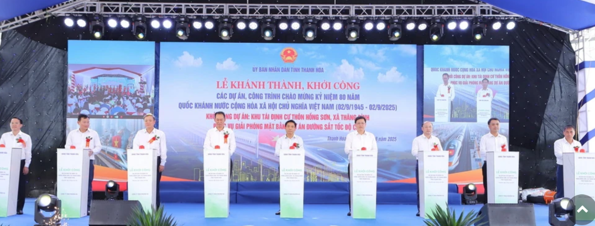 Các đại biểu thực hiện nghi thức khởi công dự án