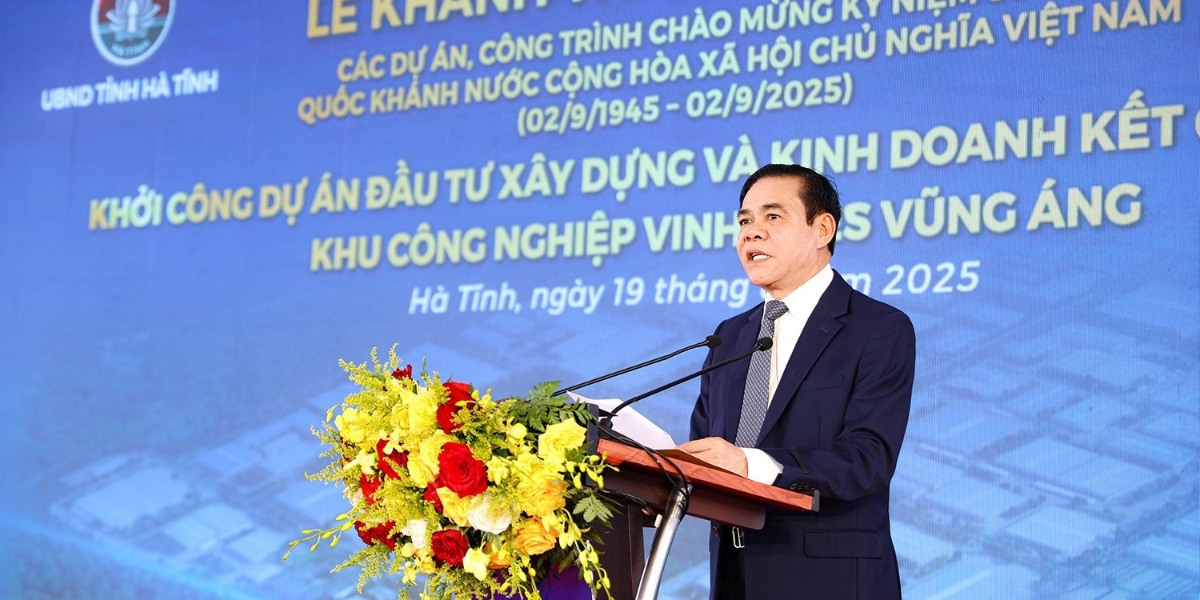 Chủ tịch UBND tỉnh Hà Tĩnh Võ Trọng Hải phát biểu tại lễ khởi công