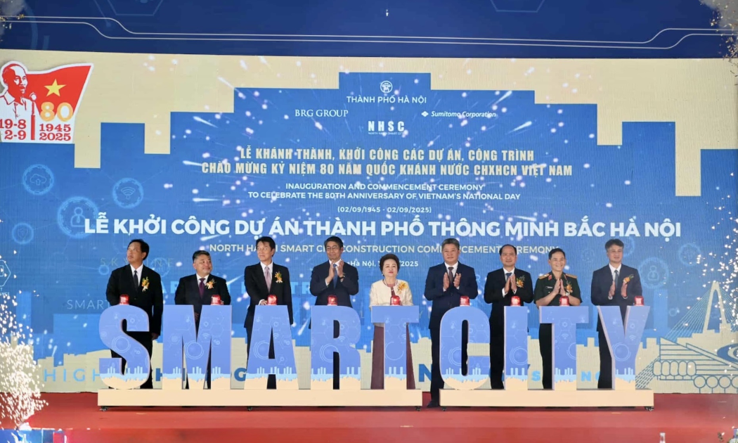 Lễ khởi công dự án Thành phố thông minh Bắc Hà Nội. Ảnh: VGP