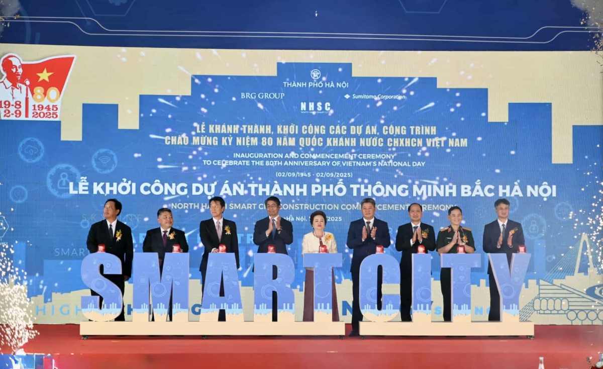 Lễ khởi công dự án Thành phố thông minh Bắc Hà Nội. Ảnh: VGP