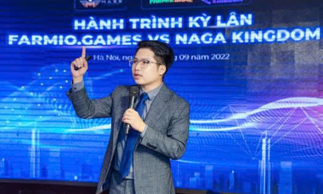 Đặng Quốc Thắng tại buổi giới thiệu dự án Naga Kingdom. Ảnh: Cổng thông tin điện tử Công an TP Hà Nội.