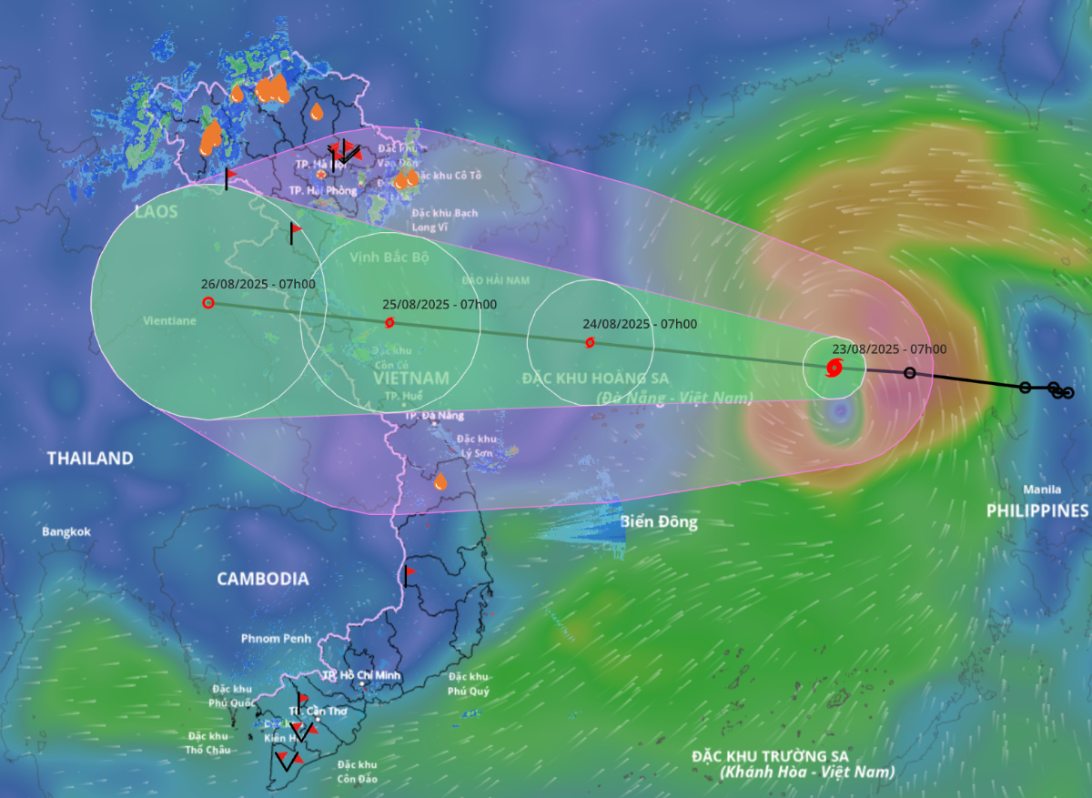 Dự báo đường đi của bão số 5