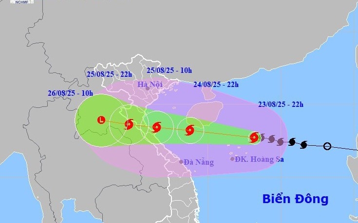 Cập nhật hướng đi của bão số 5 Kajiki - Ảnh: Trung tâm Dự báo Khí tượng Thủy văn quốc gia.