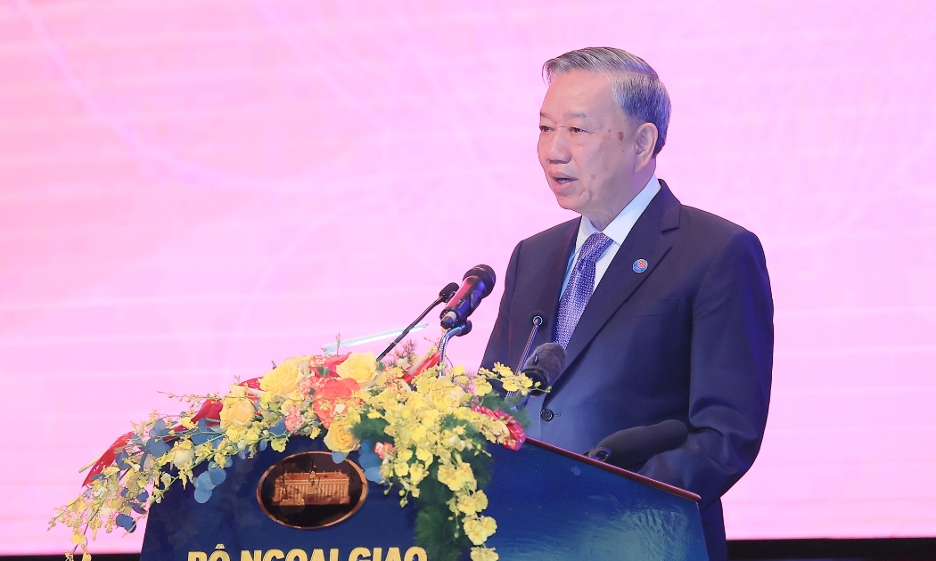 Tổng Bí thư Tô Lâm phát biểu tại Lễ kỷ niệm 80 năm Ngày thành lập ngành Ngoại giao. Ảnh: VGP.