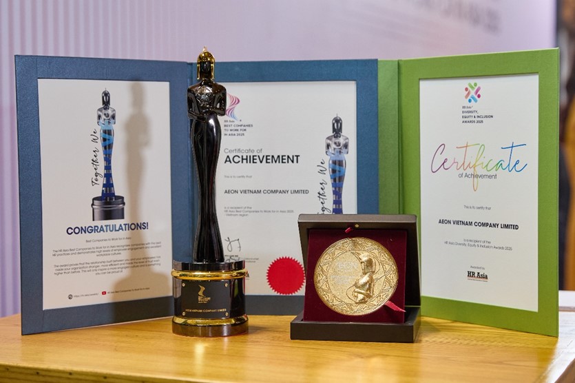 AEON Việt Nam tiếp tục đạt “cú đúp” giải thưởng tại HR Asia Award 2025.