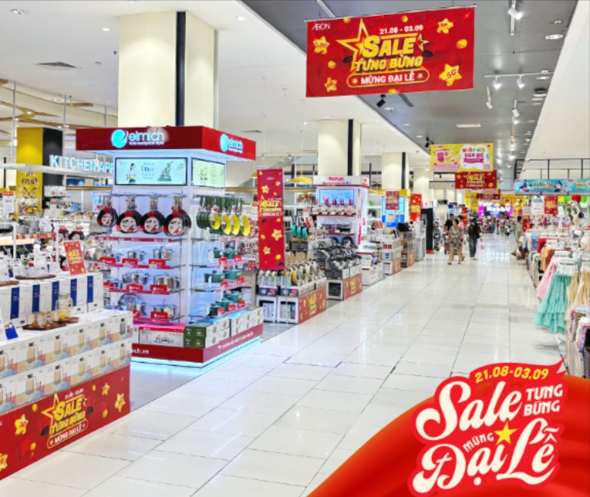 Trong kỳ nghỉ Quốc khánh 2/9, hệ thống Aeon điều chỉnh thời gian hoạt động, mở cửa sớm hơn và đóng cửa muộn hơn.