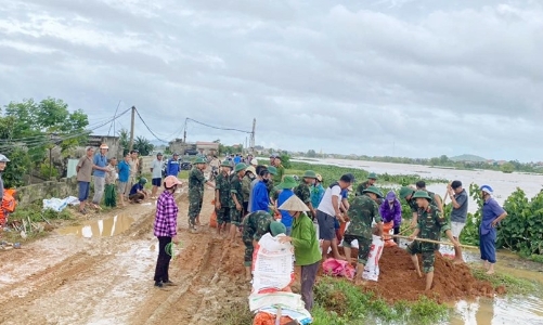 Thanh Hóa xử lý khẩn cấp nhiều điểm sạt lở đê điều do bão số 5