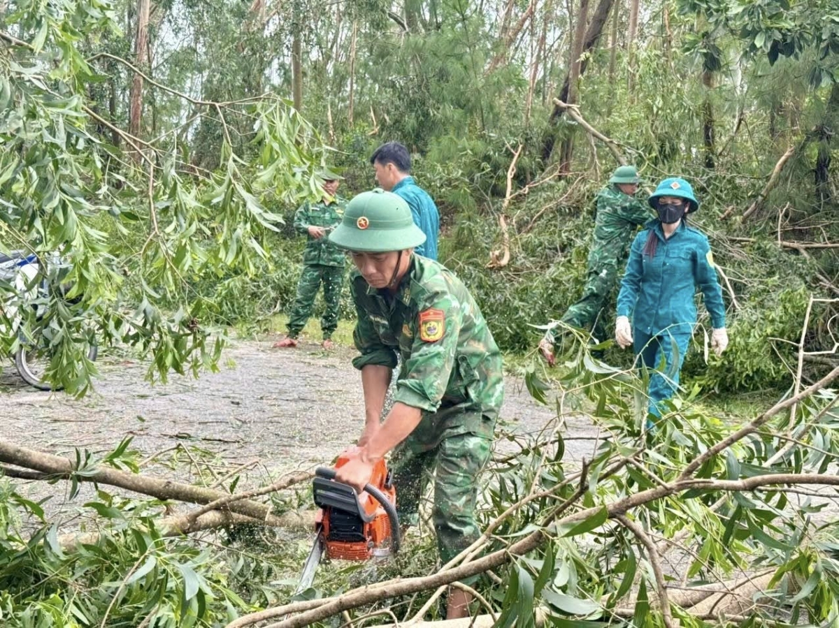 &nbsp; Ngày 26/8, Đồn Biên phòng Quỳnh Phương phối hợp với địa phương phường Tân Mai triển khai cắt, tỉa cây cối bị gãy đổ do bão số 5 gây ra trên các tuyến đường giao thông, đường dân sinh trên địa bàn phường…&nbsp;&nbsp;