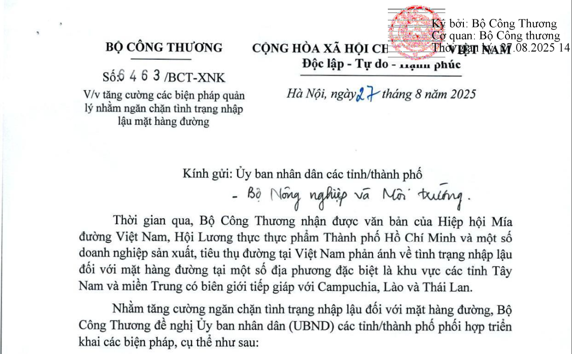 Công văn số 6463/BCT-XNK của Bộ Công thương.