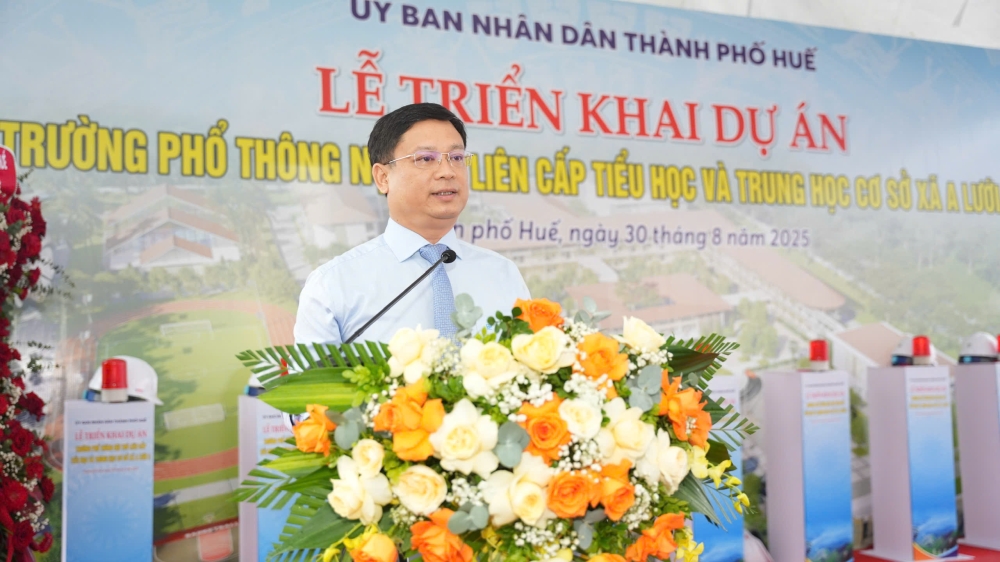 Phó Chủ tịch Thường trực UBND thành phố Nguyễn Thanh Bình phát biểu tại buổi lễ