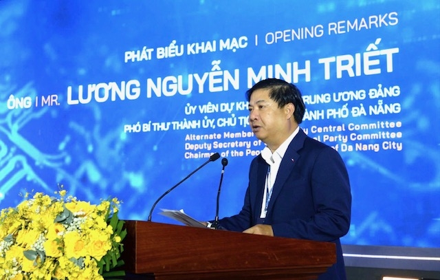 Chủ tịch UBND thành phố Đà Nẵng Lương Nguyễn Minh Triết phát biểu tại sự kiện Ngày vi mạch bán dẫn Đà Nẵng năm 2025.