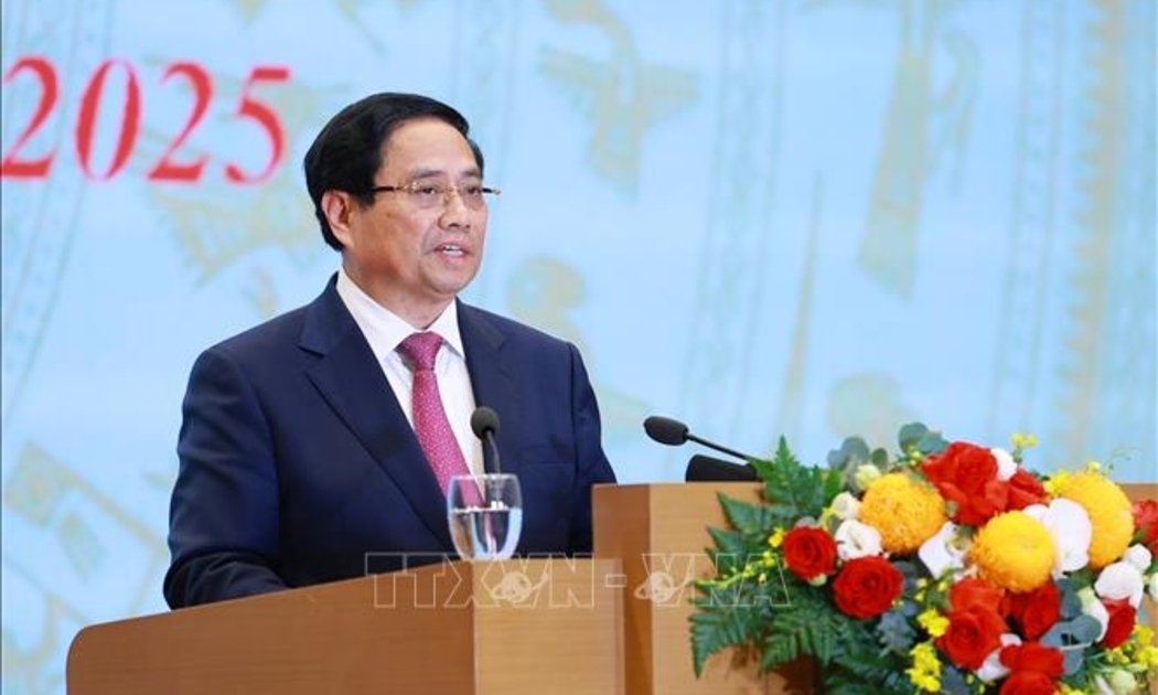 Thủ tướng Phạm Minh Chính phát biểu tại hội nghị. Ảnh: TTXVN