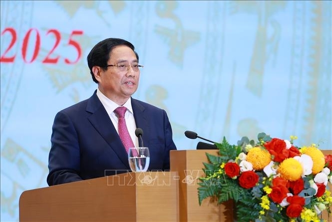 Thủ tướng Phạm Minh Chính phát biểu tại hội nghị. Ảnh: TTXVN