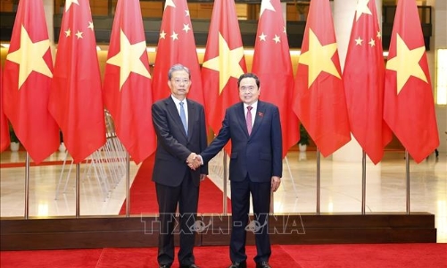 Chủ tịch Quốc hội Trần Thanh Mẫn hội đàm với Ủy viên trưởng Nhân đại toàn quốc Trung Quốc Triệu Lạc Tế