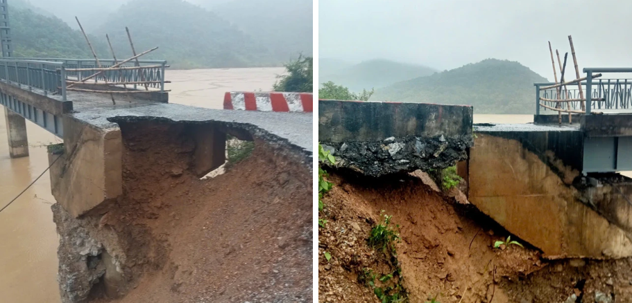 &nbsp; Đầu mố cầu Đình Phong đã bị&nbsp;sạt lở&nbsp;nghiêm trọng, người dân và phương tiện không thể lưu thông&nbsp;&nbsp;