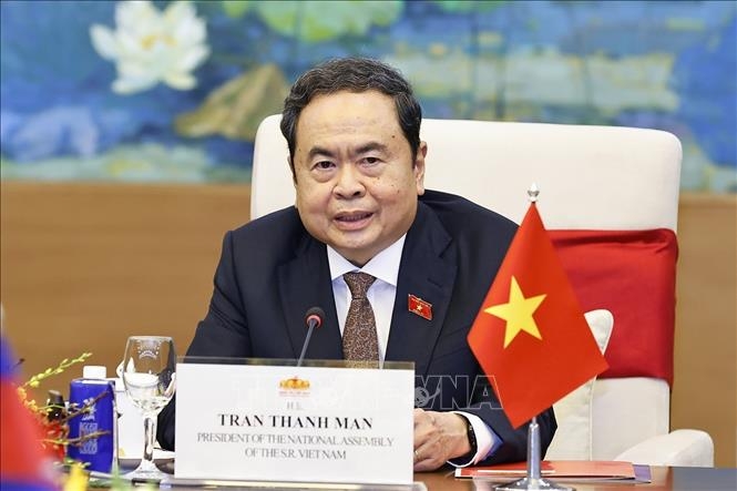 Chủ tịch Quốc hội Trần Thanh Mẫn phát biểu. Ảnh: TTXVN.