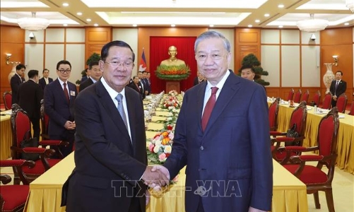 Tổng Bí thư Tô Lâm gặp Chủ tịch Đảng Nhân dân Campuchia