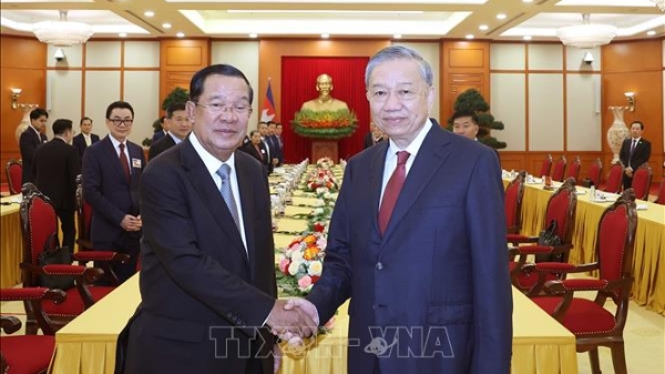 Tổng Bí thư Tô Lâm gặp Chủ tịch Đảng Nhân dân Campuchia