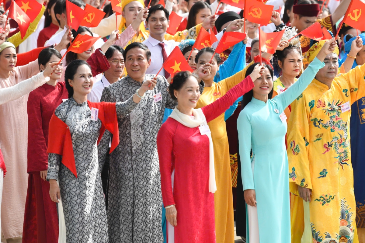 Khối diễu hành văn hóa - thể thao ở Lễ kỷ niệm sáng 2/9 tại Quảng trường Ba Đình.