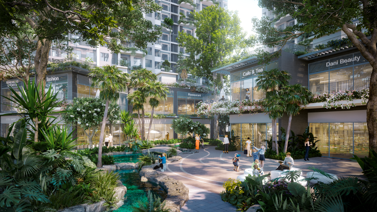 Cảnh quan tại khối đế hấp dẫn sự tập trung của cư dân, kích thích nhu cầu tiêu dung.