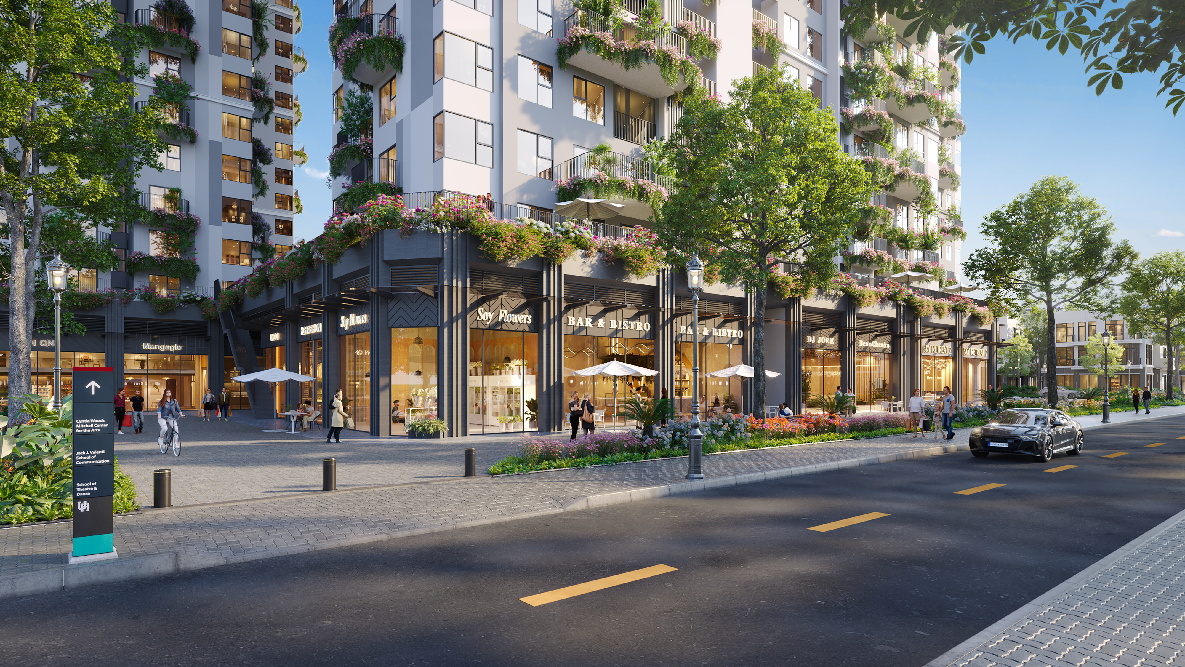 Thương mại khối đế Sky Retreat hưởng sức mua từ gần 1200 căn hộ cao tầng.