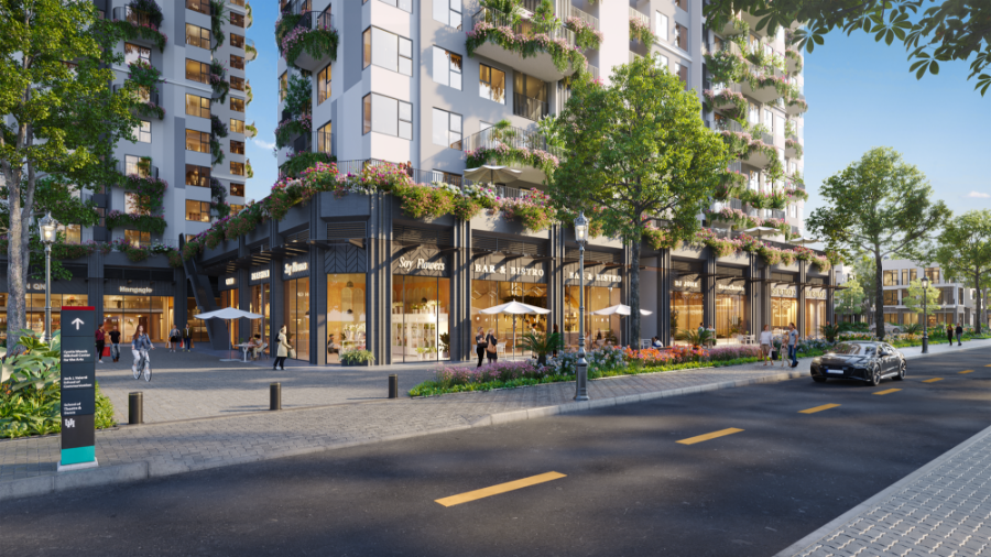 Thương mại khối đế Sky Retreat hưởng sức mua từ gần 1200 căn hộ cao tầng.
