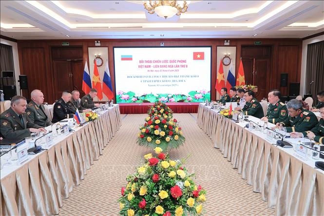 Quang cảnh cuộc Đối thoại Chiến lược Quốc phòng Việt Nam - Liên bang Nga lần thứ 8. Ảnh: TTXVN.