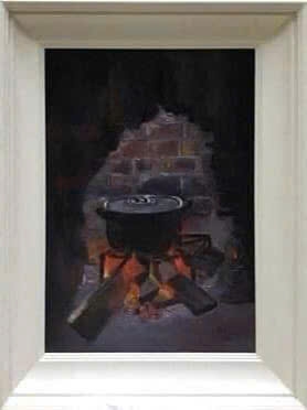Tranh sơn dầu Bếp lửa của họa sỹ Trần Thị Trường.