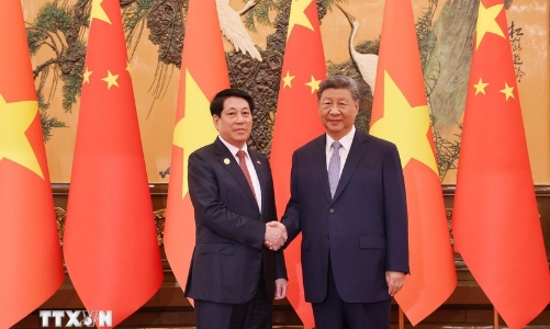 Chủ tịch nước Lương Cường hội đàm với Tổng Bí thư, Chủ tịch nước Trung Quốc Tập Cận Bình