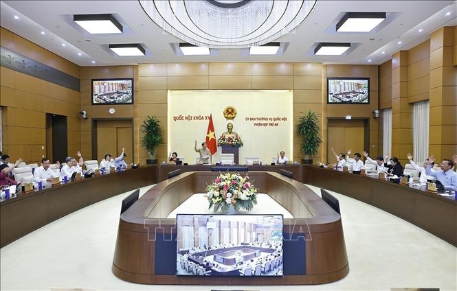 Ủy ban Thường vụ Quốc hội biểu quyết. Ảnh: TTXVN.