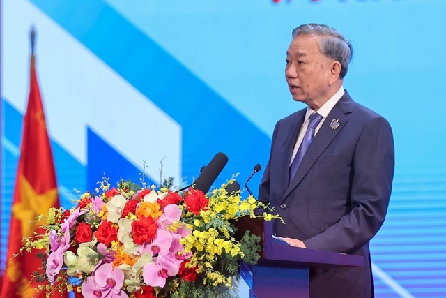 Tổng Bí thư Tô Lâm phát biểu tại Lễ kỷ niệm 80 năm truyền thống ngành Giáo dục và khai giảng năm học mới 2025-2026 sáng ngày 5/9/2025 - Ảnh: VGP.