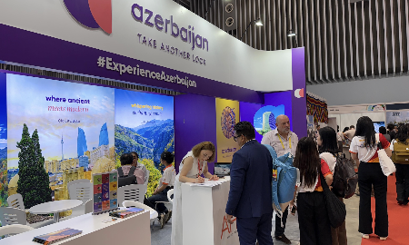 Gian hàng quốc gia của Azerbaijan tại Hội chợ Du lịch Quốc tế Thành phố Hồ Chí Minh (ITE HCMC) 2025 - Ảnh: Đại sứ quán Azerbaijan tại Hà Nội.